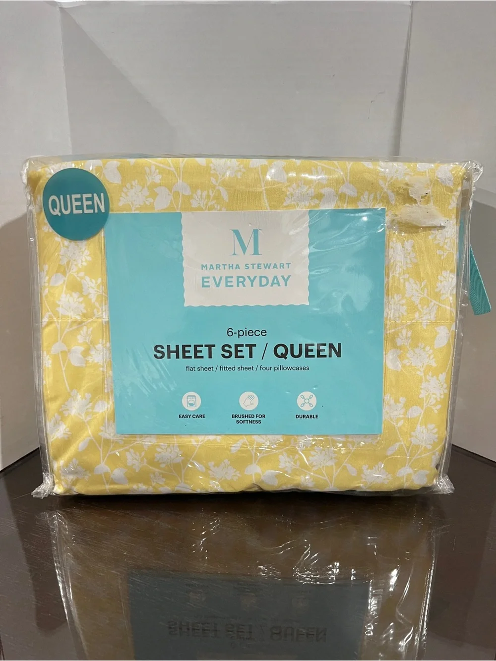 Martha Stewart 6-Piece Sheet Set Queen Yellow Floral